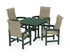 POLYWOOD Coastal Woven High-Back 5-Piece Farmhouse Dining Set with Trestle Legs in Green / Dune Grass