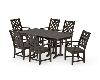 POLYWOOD Wovendale Arm Chair 7-Piece Dining Set in Vintage Coffee
