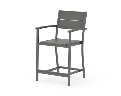 POLYWOOD Main Street Counter Arm Chair in Charcoal / Slate Grey