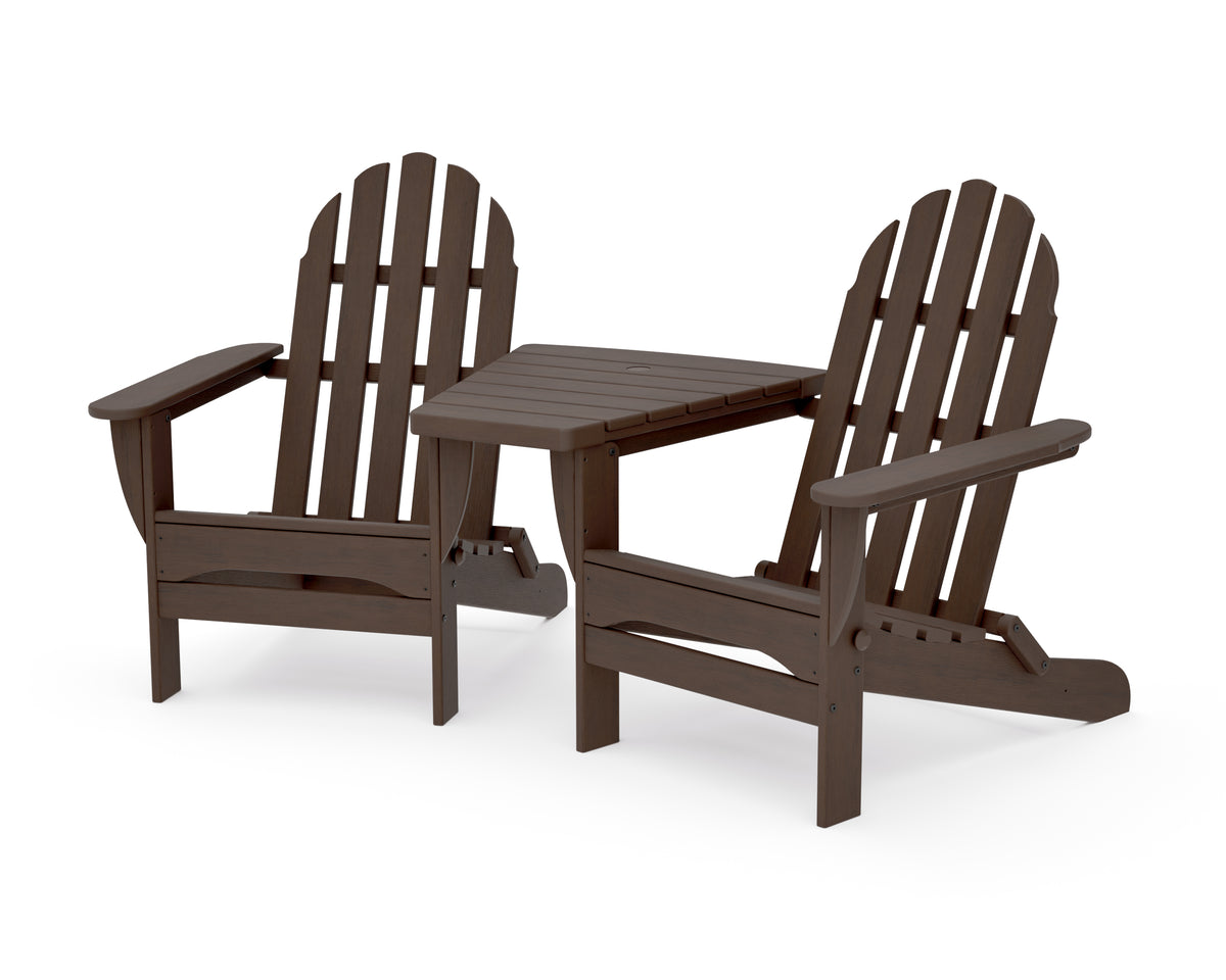 POLYWOOD Classic 3-Piece Folding Adirondack Set With Connecting Table in Kona