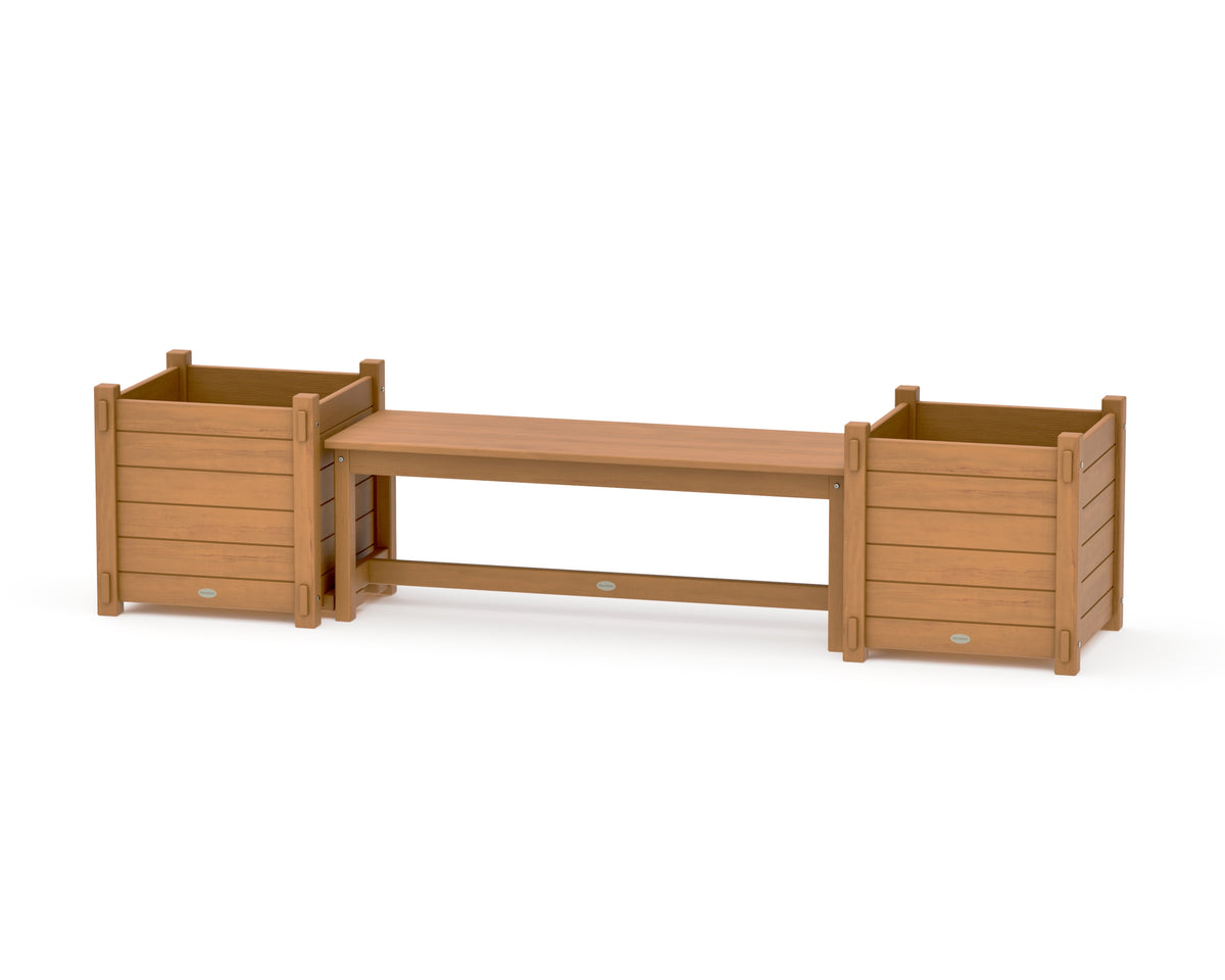 POLYWOOD 48" Nautical Straight Planter Bench Set - Large in Natural