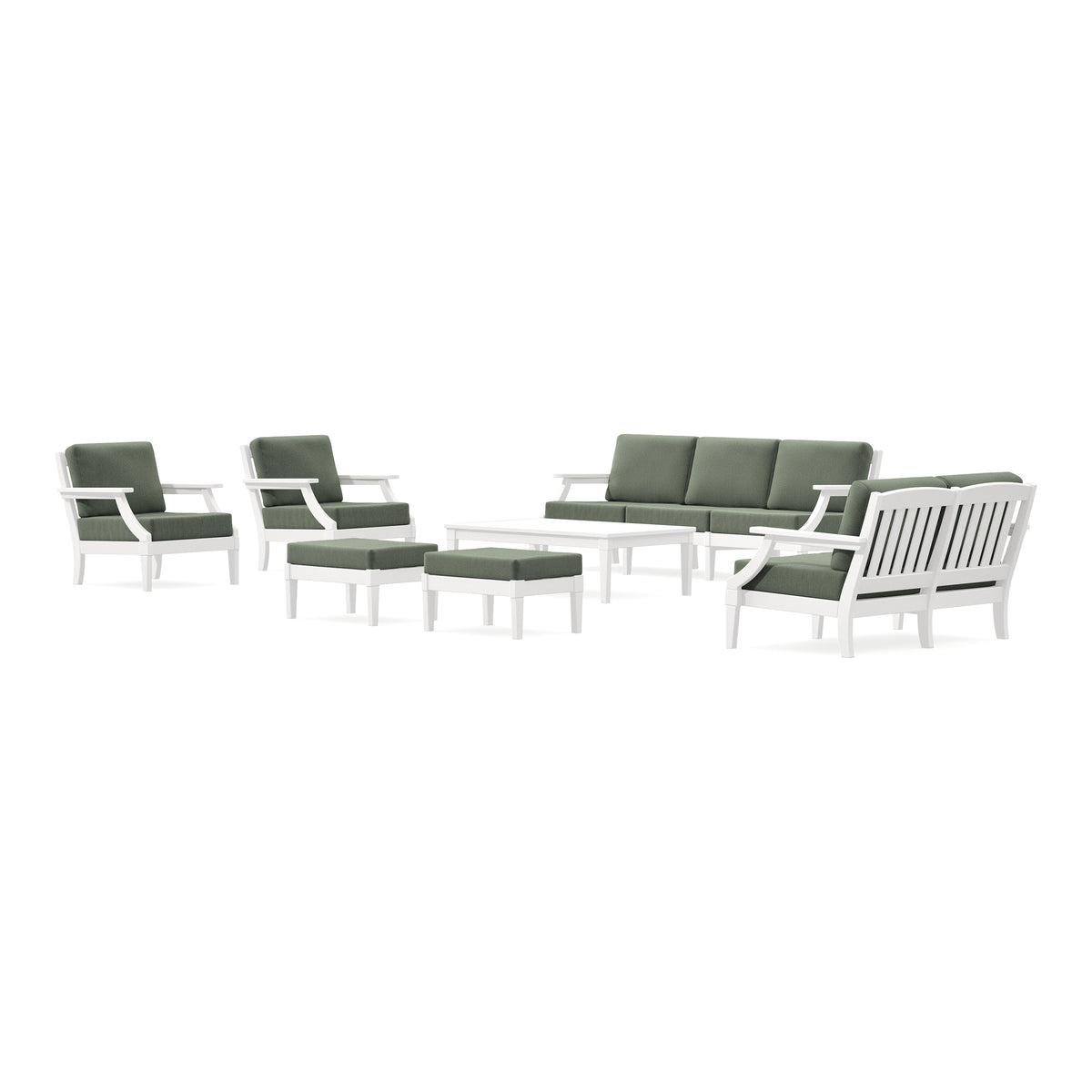 POLYWOOD PW Designer Series Estate 7-Piece Lounge Sofa Set in Vintage White / Cast Sage