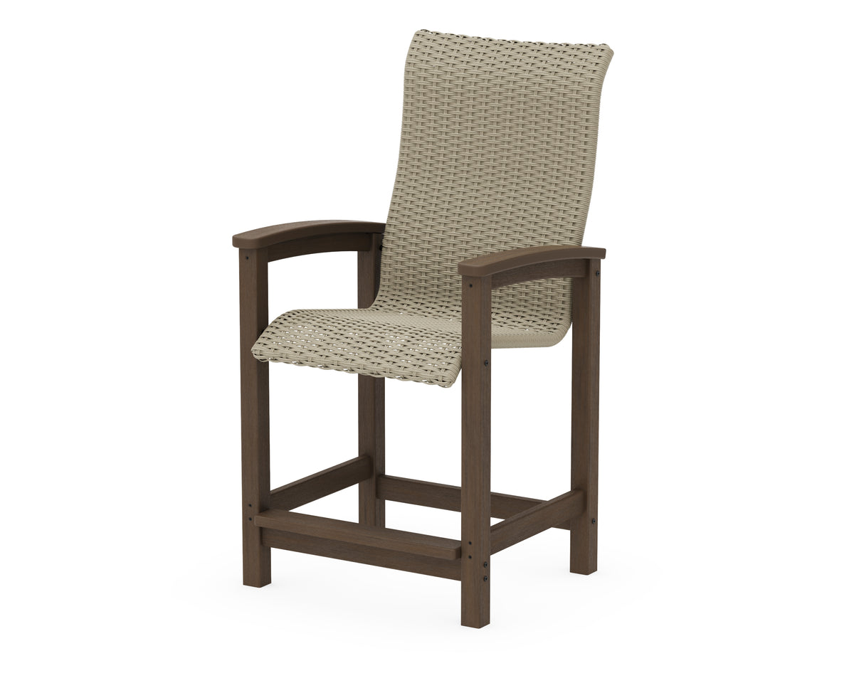 POLYWOOD Coastal Woven High-Back Counter Chair in Kona / Dune Grass