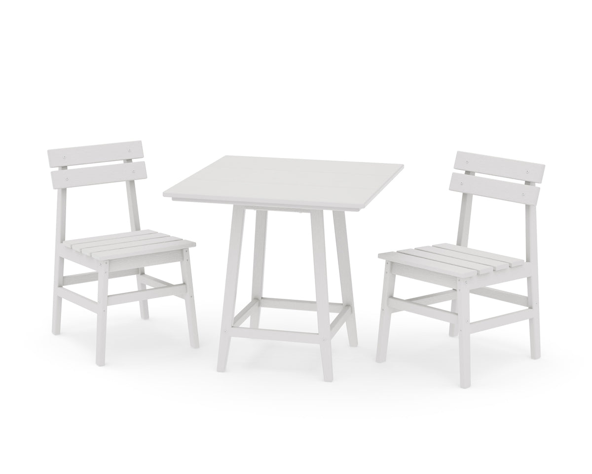 POLYWOOD Modern Studio Plaza Chair 3-Piece Bistro Dining Set in Vintage White