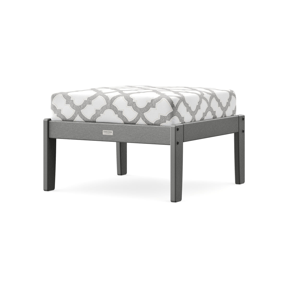 POLYWOOD Cottage Deep Seating Ottoman in Slate Grey / Trellis Grey Mist