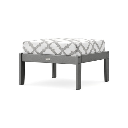 POLYWOOD Cottage Deep Seating Ottoman in Slate Grey / Trellis Grey Mist