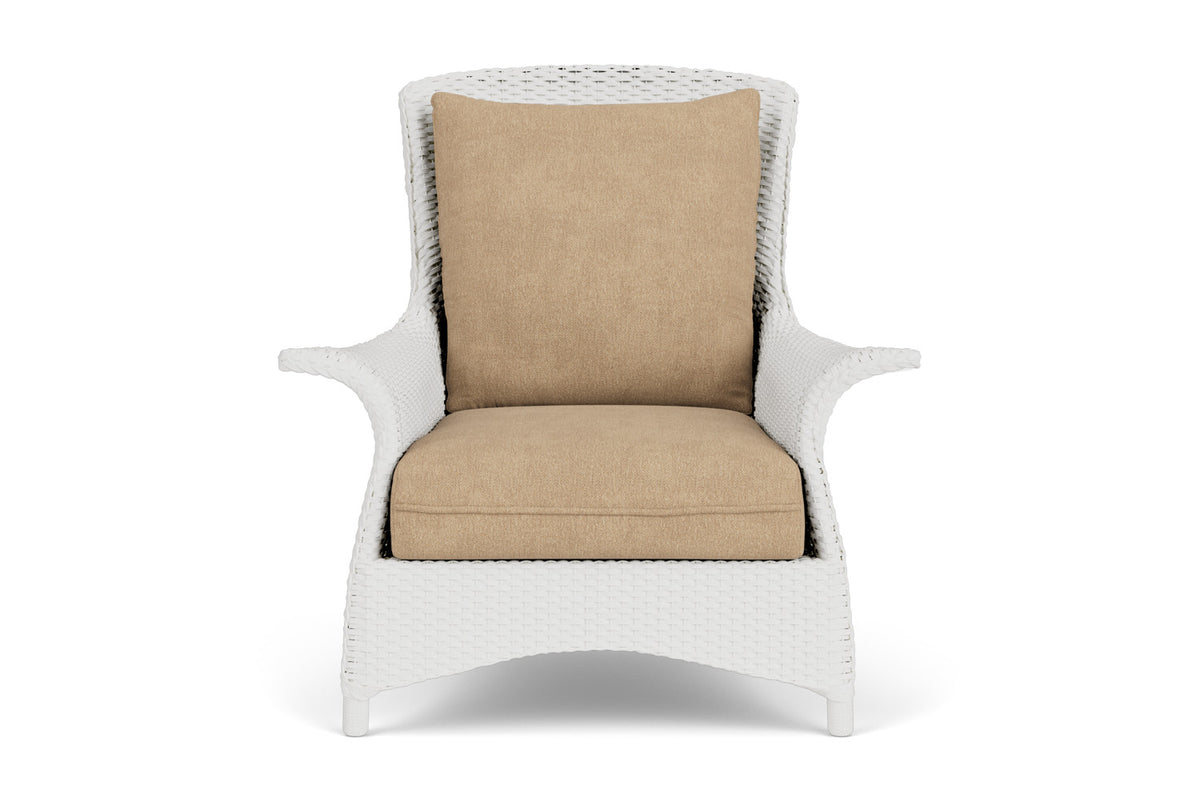 Lloyd Flanders Mandalay Lounge Chair in Matte White with Hayden Sand fabric