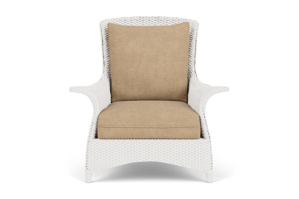 Lloyd Flanders Mandalay Lounge Chair in White with Hayden Sand fabric