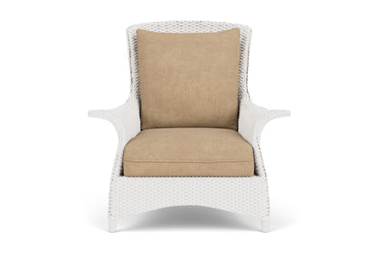 Lloyd Flanders Mandalay Lounge Chair in White with Hayden Sand fabric