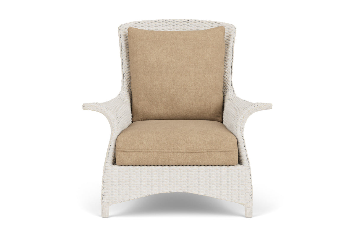 Lloyd Flanders Mandalay Lounge Chair in Antique White with Hayden Sand fabric