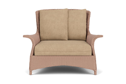 Lloyd Flanders Mandalay Chair and a Half in Rosewood with Hayden Sand fabric