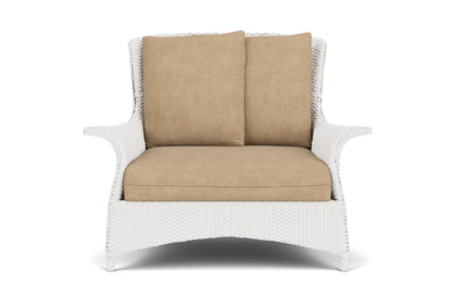 Lloyd Flanders Mandalay Chair and a Half in White with Hayden Sand fabric