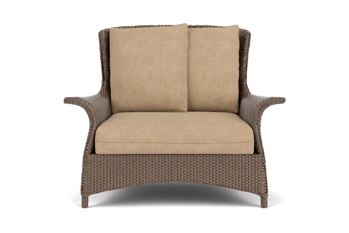 Lloyd Flanders Mandalay Chair and a Half in Bark with Hayden Sand fabric