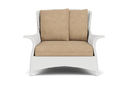 Lloyd Flanders Mandalay Chair and a Half in Matte White with Hayden Sand fabric