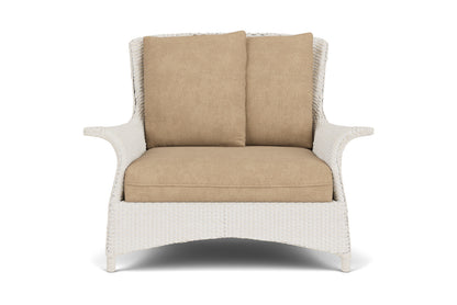 Lloyd Flanders Mandalay Chair and a Half in Antique White with Hayden Sand fabric
