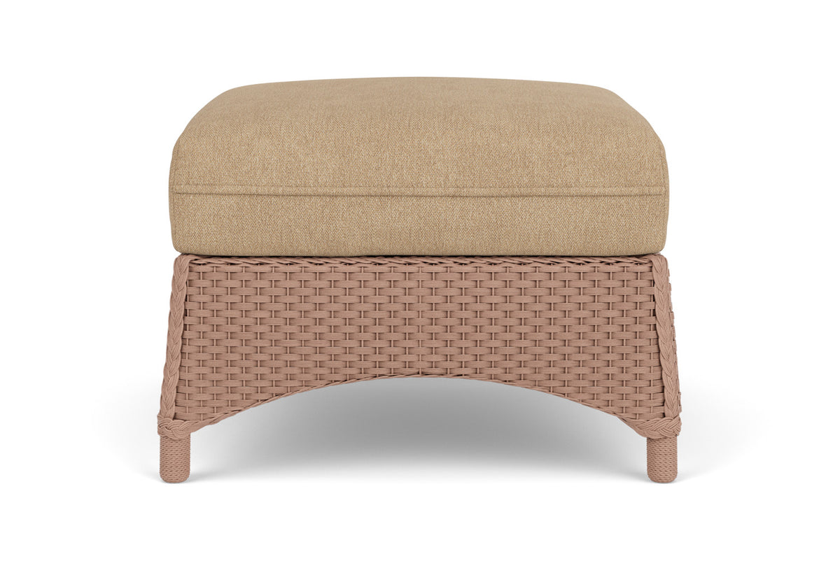 Lloyd Flanders Mandalay Ottoman in Rosewood with Hayden Sand fabric