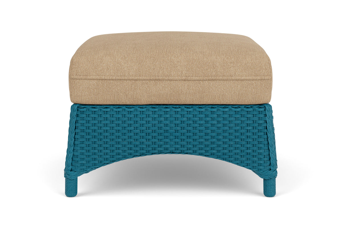 Lloyd Flanders Mandalay Ottoman in Peacock with Hayden Sand fabric