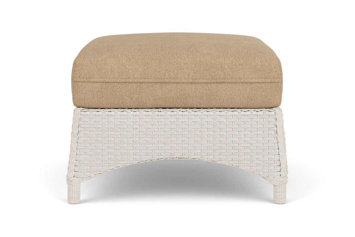 Lloyd Flanders Mandalay Ottoman in Antique White with Hayden Sand fabric
