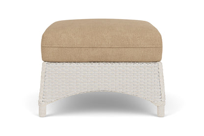 Lloyd Flanders Mandalay Ottoman in Antique White with Hayden Sand fabric