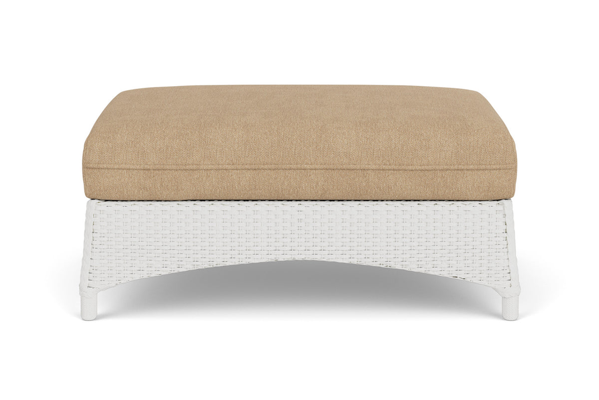 Lloyd Flanders Mandalay Large Ottoman in Matte White with Hayden Sand fabric