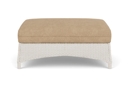 Lloyd Flanders Mandalay Large Ottoman in Antique White with Hayden Sand fabric