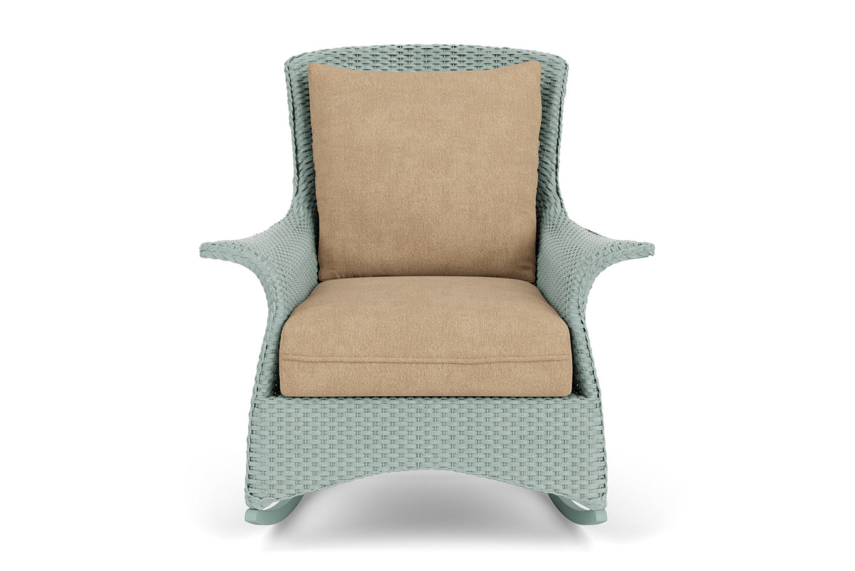 Lloyd Flanders Mandalay Lounge Rocker in Sea Glass with Hayden Sand fabric
