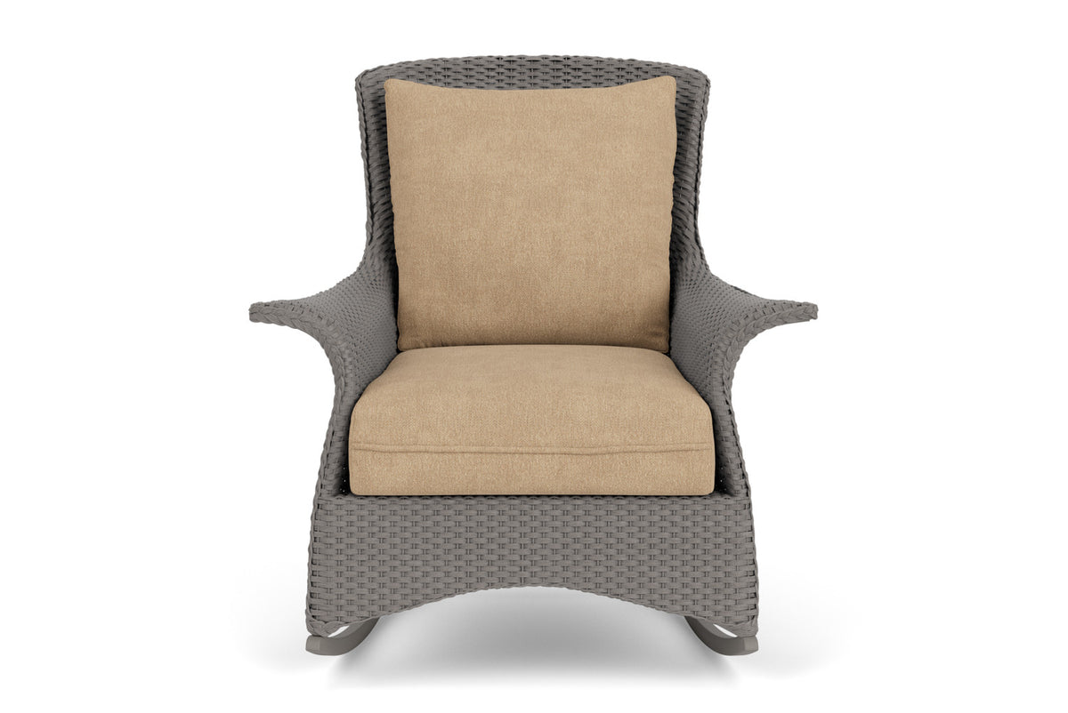 Lloyd Flanders Mandalay Lounge Rocker in Pewter with Hayden Sand fabric