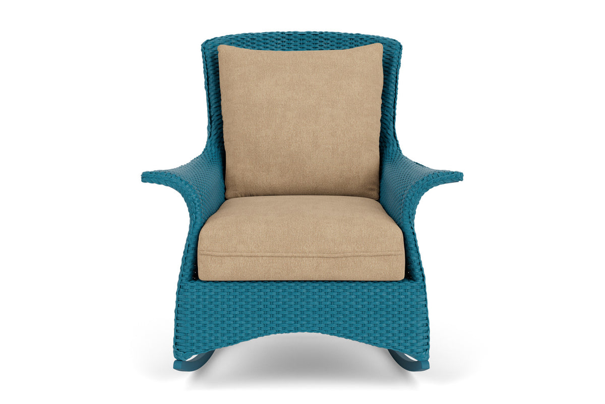 Lloyd Flanders Mandalay Lounge Rocker in Peacock with Hayden Sand fabric