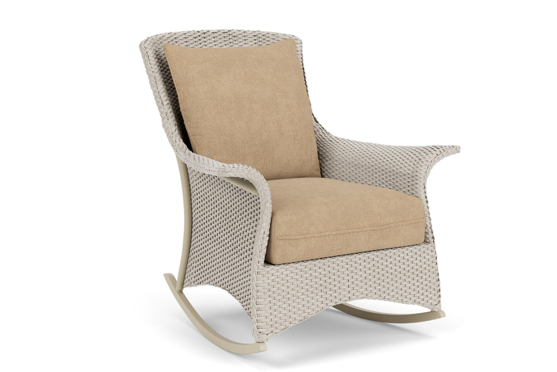 Lloyd Flanders Mandalay Lounge Rocker in Linen with Hayden Sand fabric, view 2