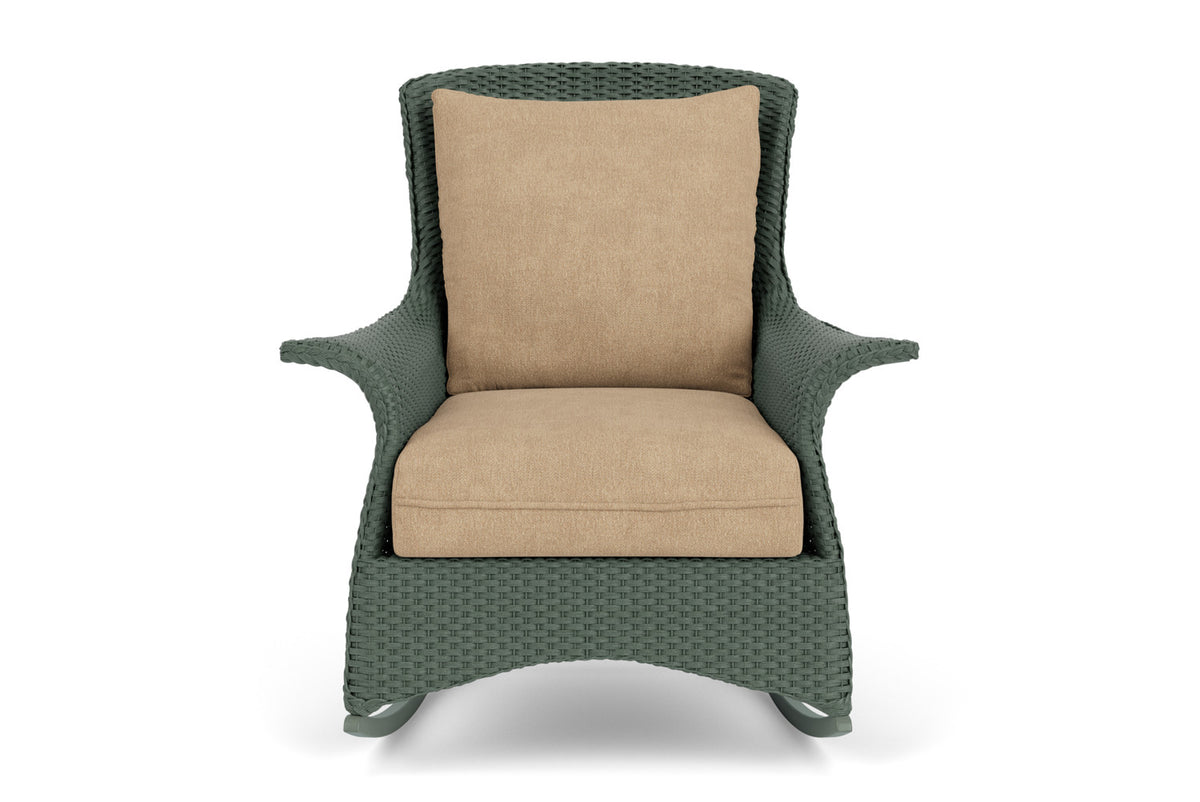 Lloyd Flanders Mandalay Lounge Rocker in Spruce with Hayden Sand fabric