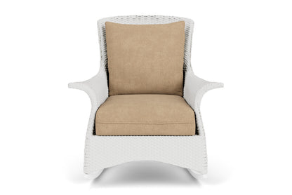 Lloyd Flanders Mandalay Lounge Rocker in Matte White with Hayden Sand fabric