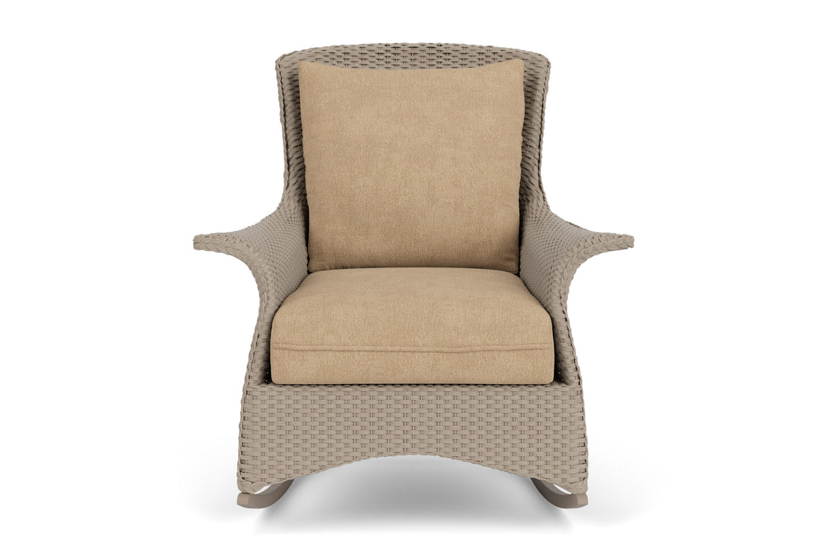 Lloyd Flanders Mandalay Lounge Rocker in French Beige with Hayden Sand fabric