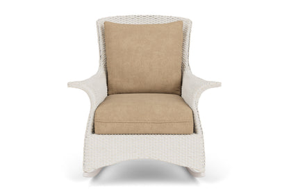 Lloyd Flanders Mandalay Lounge Rocker in Antique White with Hayden Sand fabric