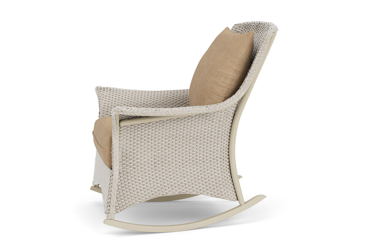 Lloyd Flanders Mandalay Lounge Rocker in Linen with Hayden Sand fabric, view 9