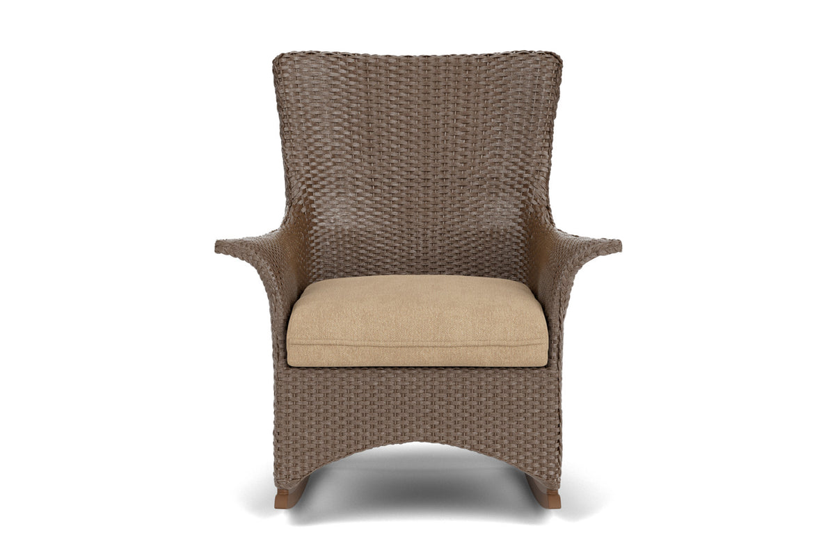 Lloyd Flanders Mandalay Porch Rocker in Bark with Hayden Sand fabric