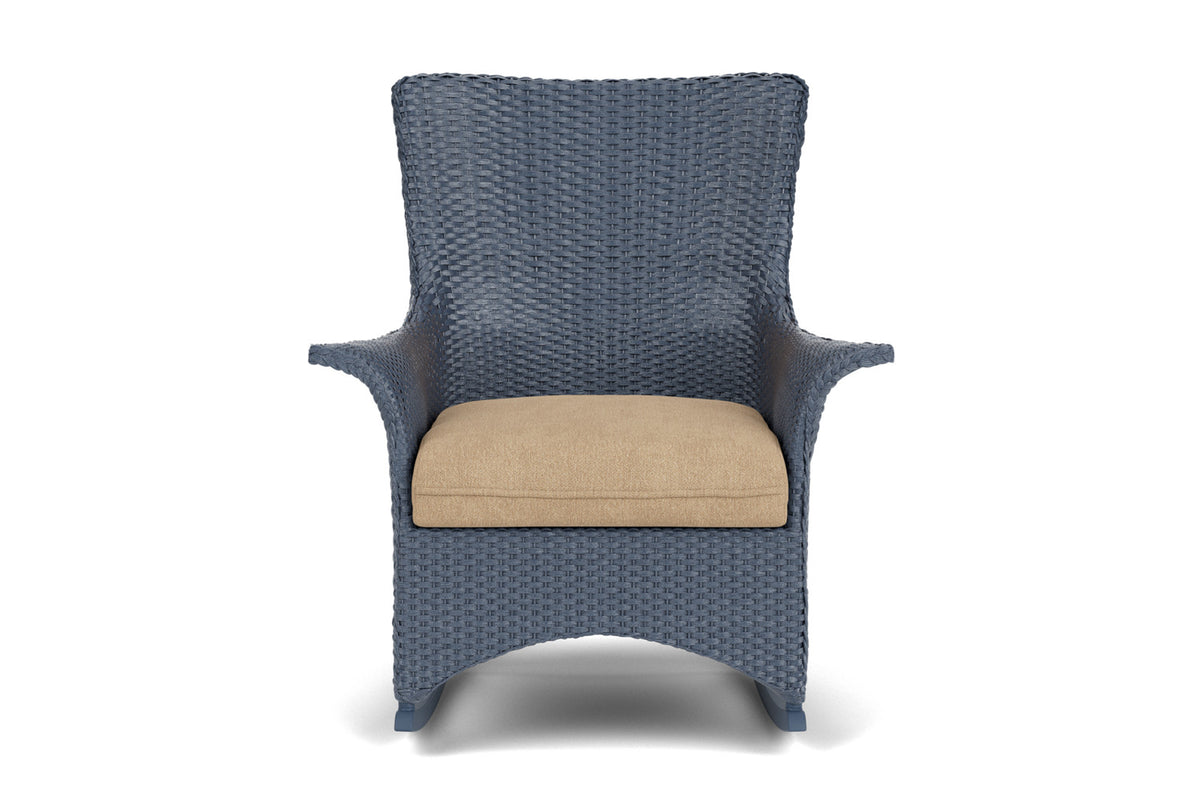 Lloyd Flanders Mandalay Porch Rocker in Denim Blue with Hayden Sand fabric