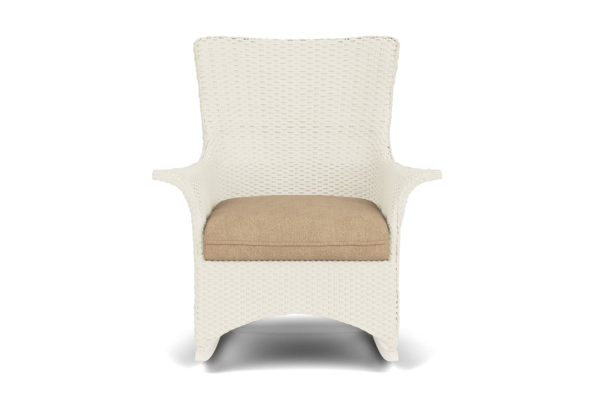 Lloyd Flanders Mandalay Porch Rocker in Ivory with Hayden Sand fabric
