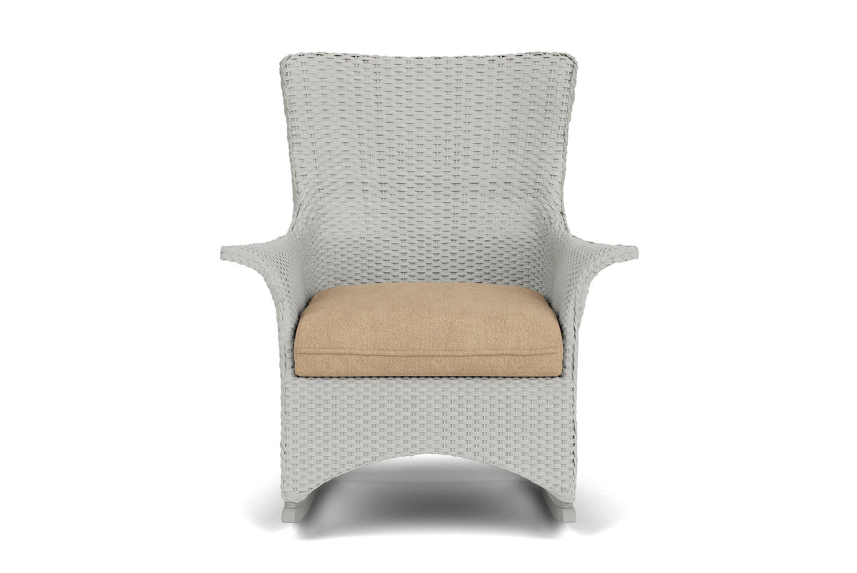Lloyd Flanders Mandalay Porch Rocker in Platinum with Hayden Sand fabric