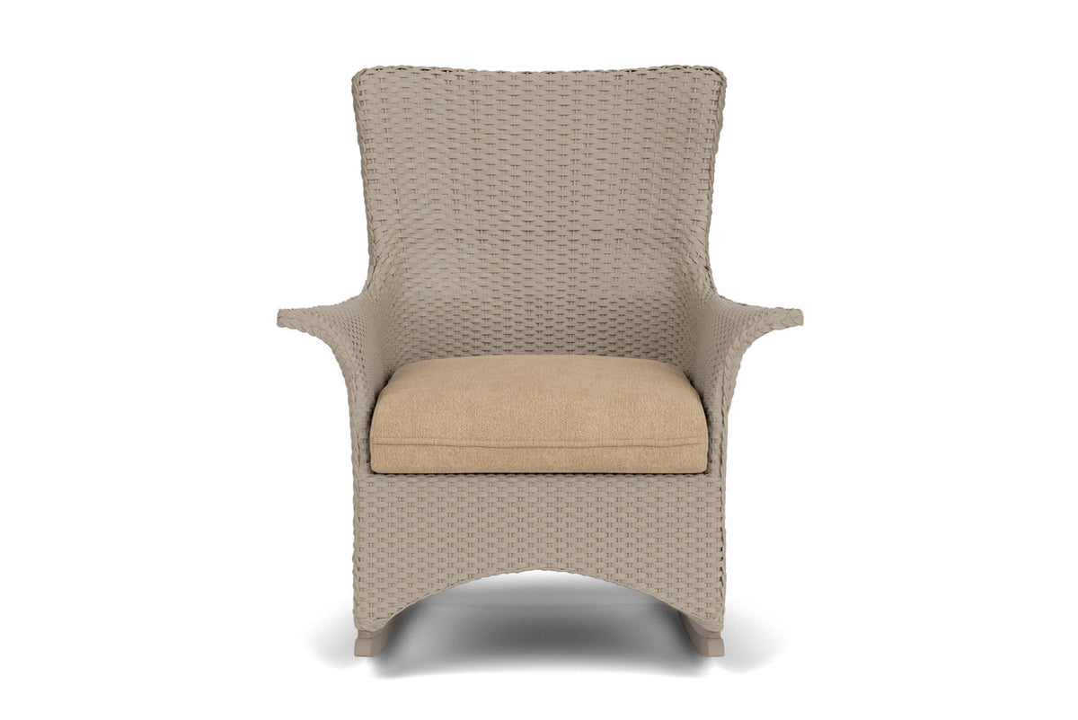 Lloyd Flanders Mandalay Porch Rocker in French Beige with Hayden Sand fabric