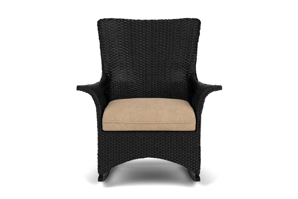 Lloyd Flanders Mandalay Porch Rocker in Ebony with Hayden Sand fabric