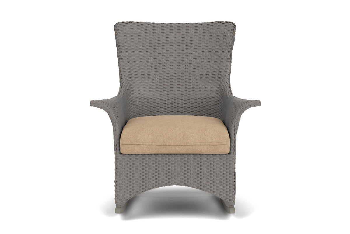 Lloyd Flanders Mandalay Porch Rocker in Pewter with Hayden Sand fabric