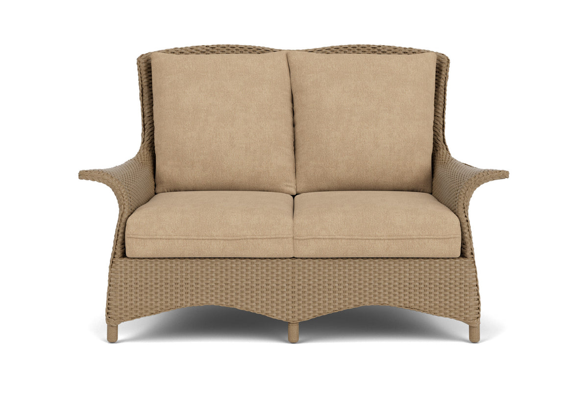 Lloyd Flanders Mandalay Conversation Set in Fawn with Hayden Sand fabric