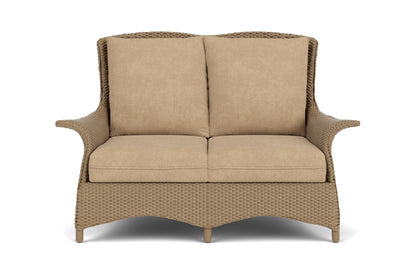 Lloyd Flanders Mandalay Conversation Set in Fawn with Hayden Sand fabric