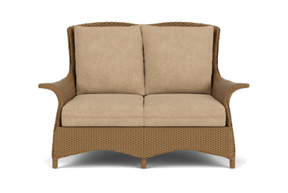 Lloyd Flanders Mandalay Conversation Set in Hickory with Hayden Sand fabric