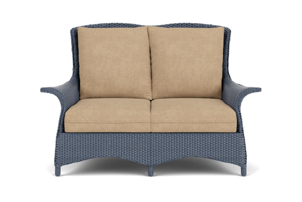 Lloyd Flanders Mandalay Loveseat in Denim Blue with Hayden Sand fabric