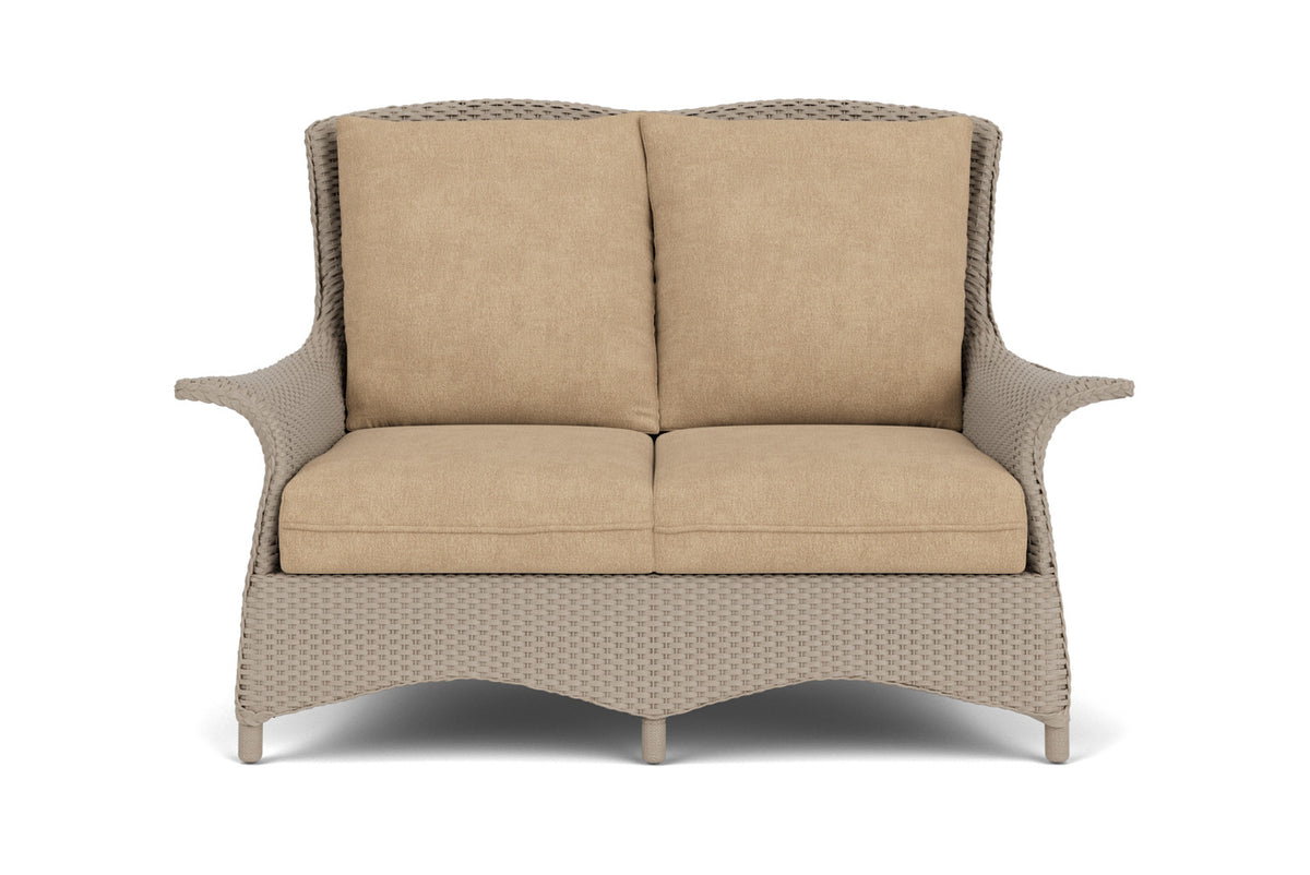 Lloyd Flanders Mandalay Conversation Set in French Beige with Hayden Sand fabric