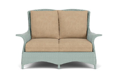 Lloyd Flanders Mandalay Conversation Set in Sea Glass with Hayden Sand fabric