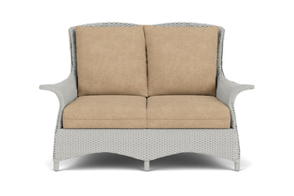 Lloyd Flanders Mandalay Conversation Set in Platinum with Hayden Sand fabric