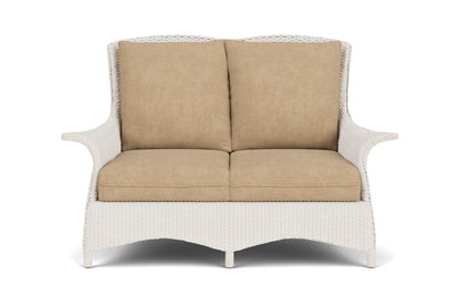 Lloyd Flanders Mandalay Loveseat in Antique White with Hayden Sand fabric