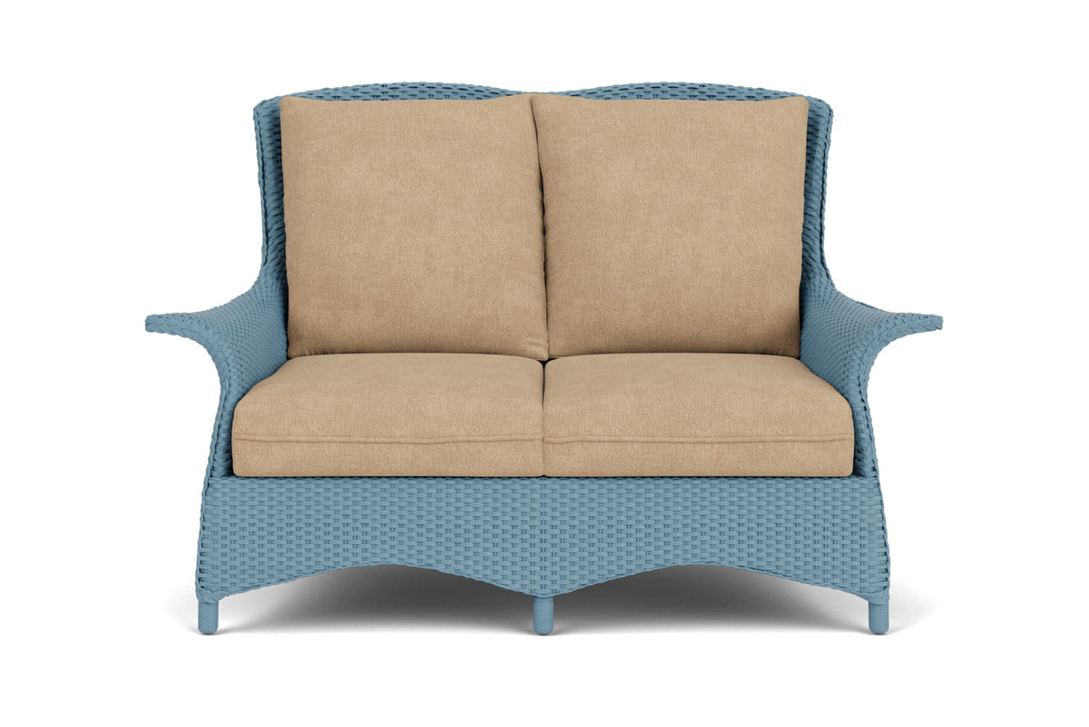 Lloyd Flanders Mandalay Conversation Set in Stillwater with Hayden Sand fabric